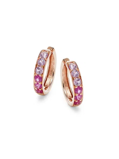 Effy Women's 14k Rose Gold & Pink Sapphire Hoop Earrings