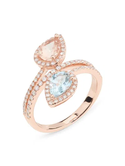 Effy Women's 14k Rose Gold, Aquamarine & Morganite Ring