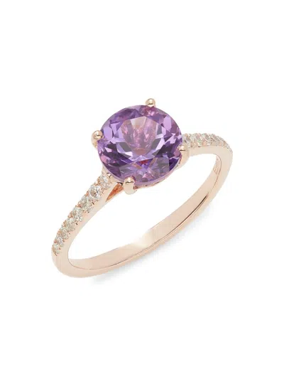 Effy Women's 14k Rose Gold, Diamond & Amethyst Ring