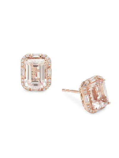 Effy Women's 14k Rose Gold, Diamond & Morganite Stud Earrings