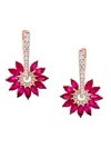 Effy Women's 14k Rose Gold, Diamond & Ruby Floral Drop Earrings In Ruby