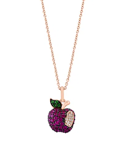 Effy Women's 14k Rose Gold, Diamond, Ruby & Tsavorite Apple Pendant Necklace
