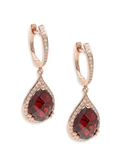 Effy Women's 14k Rose Gold, Garnet & Diamond Drop Earrings
