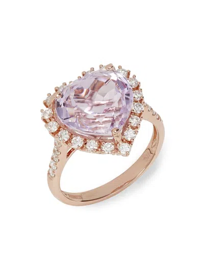 Effy Women's 14k Rose Gold, Kunzite & Diamond Heart Ring