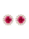 Effy Women's 14k Rose Gold, Lab Grown Ruby & Lab Grow Diamond Stud Earrings In Rose Gold
