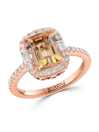 Effy Women's 14k Rose Gold Morganite & 0.46 Tcw Diamond Cocktail Ring