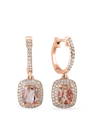 Effy Women's 14k Rose Gold, Morganite & Diamond Huggie Earrings