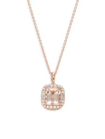 Effy Women's 14k Rose Gold, Morganite & Diamond Pendant Necklace