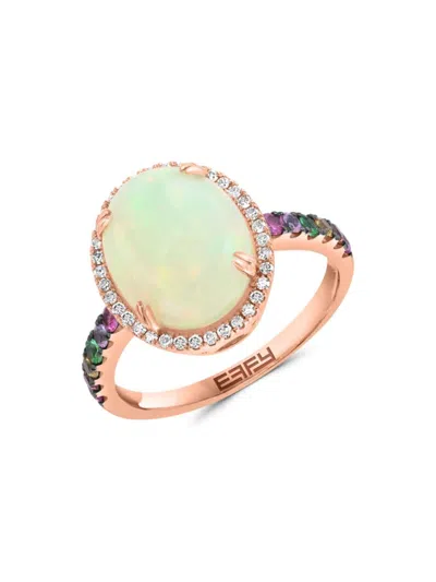 Effy Women's 14k Rose Gold Multi Stone Halo Ring