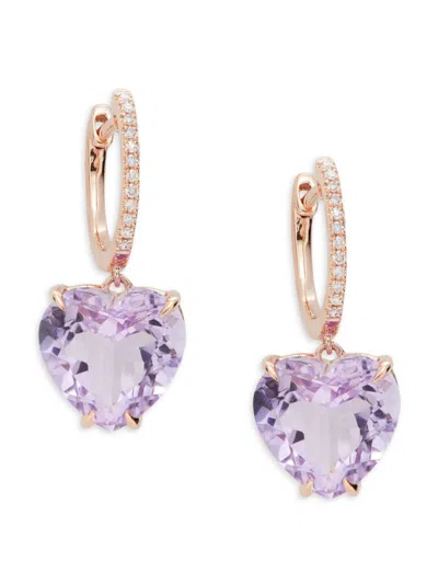 Effy Women's 14k Rose Gold, Pink Amethyst & Diamond Drop Earrings