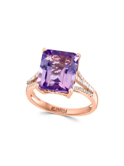 Effy Women's 14k Rose Gold, Pink Amethyst & Diamond Ring