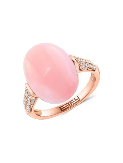 Effy Women's 14k Rose Gold, Pink Opal & Diamond Ring