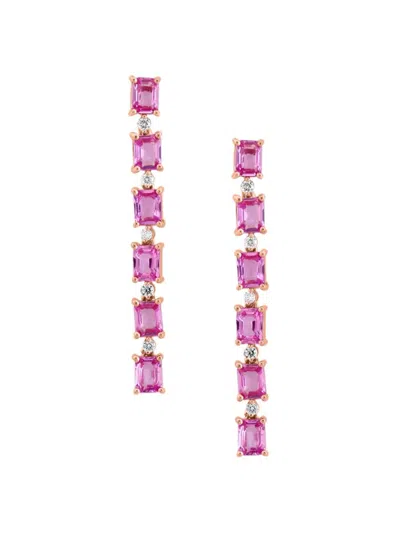 Effy Women's 14k Rose Gold, Pink Sapphire & Diamond Drop Earrings