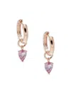 Effy Women's 14k Rose Gold, Pink Sapphire & Diamond Huggie Earrings In Pink