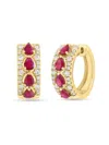 Effy Women's 14k Rose Gold, Ruby & 0.62 Tcw Diamond Huggie Earrings In Gold