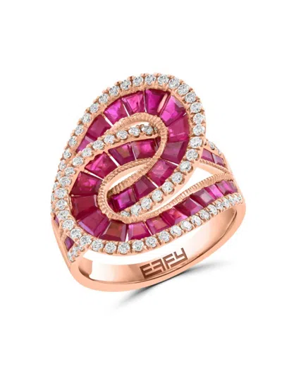 Effy Women's 14k Rose Gold, Ruby & Diamond Ring