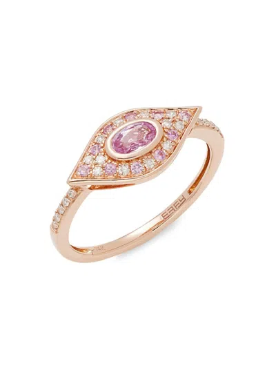 Effy Women's 14k Rose Gold, Sapphire & Diamond Ring