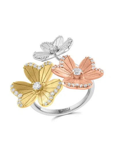 Effy Women's 14k Tri Tone & 0.63 Tcw Diamond Ring In Gold Multi