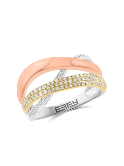 Effy Women's 14k Tri Tone Gold & 0.32 Tcw Diamond Ring In Gold Multi