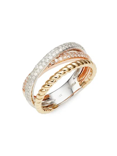 Effy Women's 14k Tri-tone Gold & 0.41 Tcw Diamond Ring