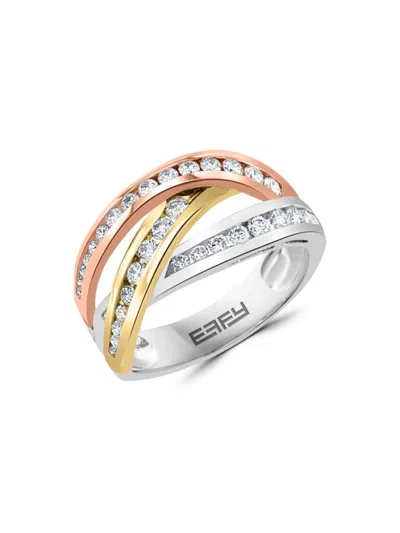 Effy Women's 14k Tri Tone Gold & 0.74 Tcw Diamond Ring In Metallic
