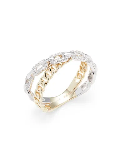 Effy Women's 14k Two-tone Gold & 0.20 Tcw Diamond Crossover Ring In Two Tone Gold