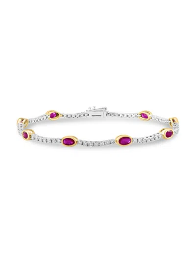 Effy Women's 14k Two Tone Gold, Diamond & Ruby Bracelet