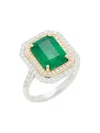Effy Women's 14k Two Tone Gold, Emerald & Diamond Ring In White Gold