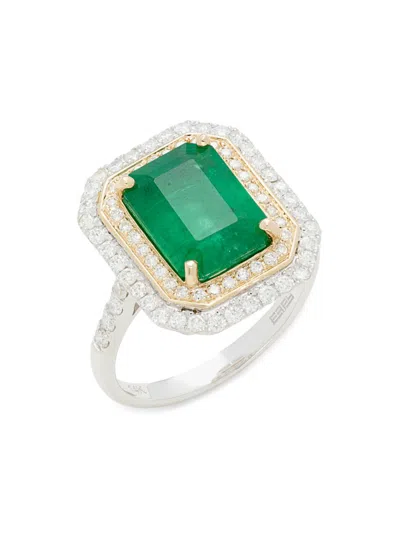Effy Women's 14k Two Tone Gold, Emerald & Diamond Ring In White Gold