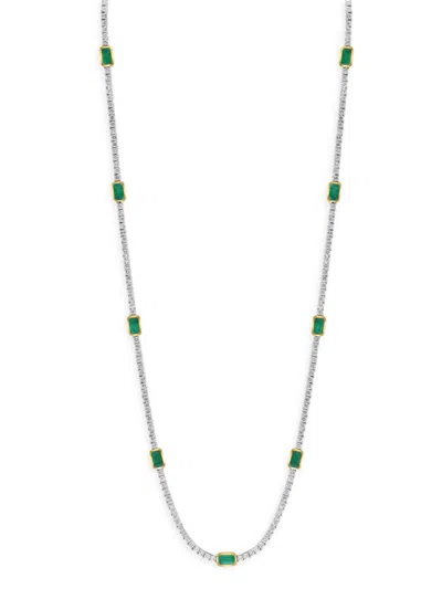 Effy Women's 14k Two Tone Gold, Emerald & Diamond Station Necklace