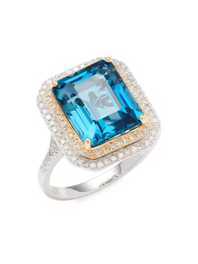 Effy Women's 14k Two-tone Gold, London Blue Topaz & Diamond Ring