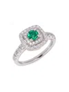 Effy Women's 14k White & Rose Gold, 0.80 Ctw Emerald & 0.86 Ctw Diamond Ring In Green