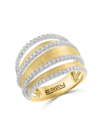 Effy Women's 14k White & Yellow Gold 0.58 Tcw Diamond Wrap Ring