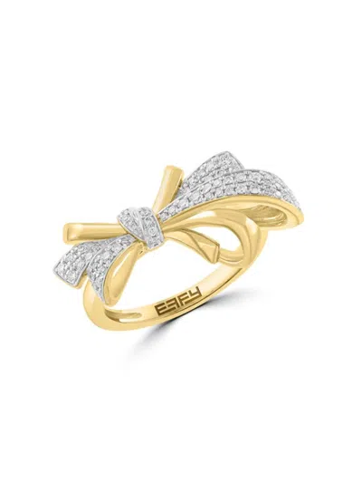 Effy Women's 14k White & Yellow Gold & 0.38 Tcw Diamond Bow Ring