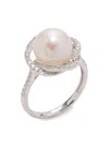 Effy Women's 14k White Gold, 0.30 Tcw Diamond & 10mm Freshwater Pearl Ring In Metallic