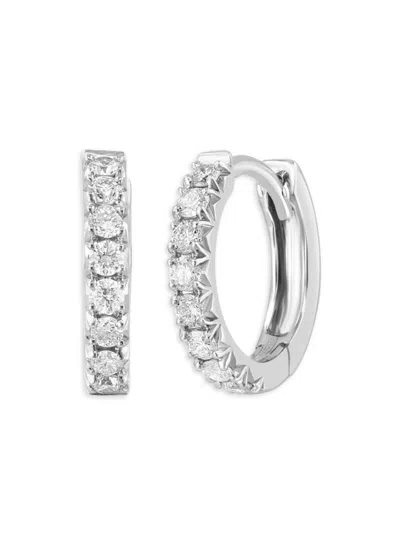 Effy Women's 14k White Gold 0.31 Tcw Diamond Huggie Earrings