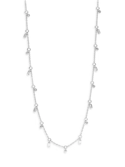 Effy Women's 14k White Gold 0.37 Tcw Diamond Station Charm Necklace