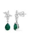Effy Women's 14k White Gold, 1.97 Tcw Lab-grown Emerald & 1.16 Tcw Lab-grown Diamond Earrings