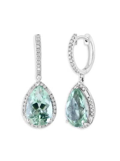 Effy Women's 14k White Gold, Amethyst & Diamond Drop Earrings