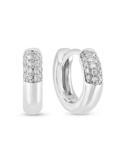 Effy Women's 14k White Gold & 0.14 Tcw Diamond Huggie Earrings