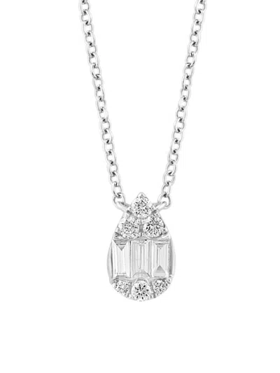 Effy Women's 14k White Gold & 0.25 Tcw Diamond Teardrop Pendant Necklace/17"