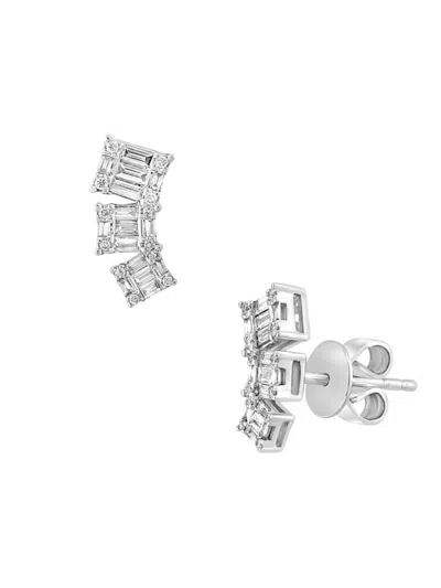 Effy Women's 14k White Gold & 0.38 Tcw Diamond Cluster Earrings
