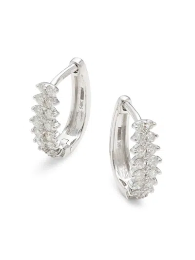 Effy Women's 14k White Gold & 0.48 Tcw Diamond Huggie Earrings