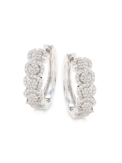 Effy Women's 14k White Gold & 0.50 Tcw Diamond Huggie Earrings