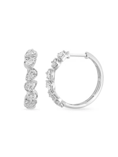 Effy Women's 14k White Gold & 0.7 Tcw Diamond Hoop Earrings In Metallic