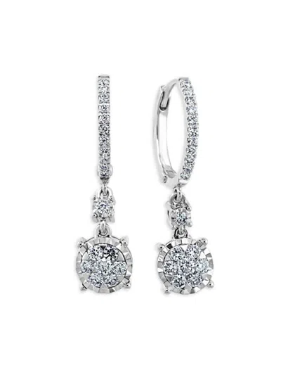 Effy Women's 14k White Gold & 0.74 Tcw Diamond Drop Earrings In Metallic
