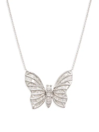 Effy Women's 14k White Gold & 0.83 Tcw Diamond Butterfly Necklace