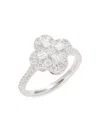 Effy Women's 14k White Gold & 0.85 Tcw Lab-grown Diamond Cluster Ring In Brown