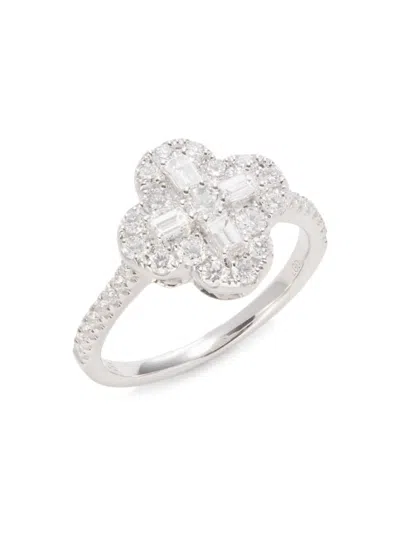 Effy Women's 14k White Gold & 0.85 Tcw Lab-grown Diamond Cluster Ring