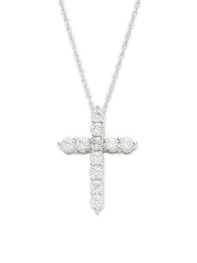 Effy Women's 14k White Gold & 0.94 Tcw Diamond Cross Pendant Necklace